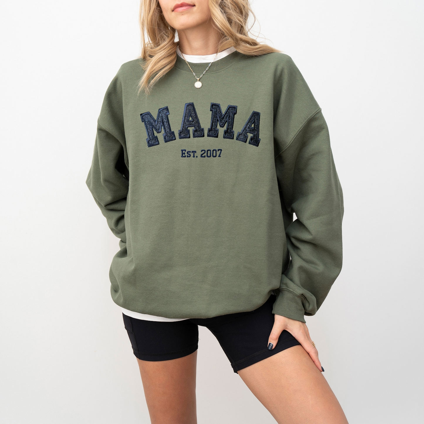Custom Embroidered Mama Sweatshirt with Kids Names on Sleeve New Mom Hoodie Personalized Gift for Mom Crewneck Pullover