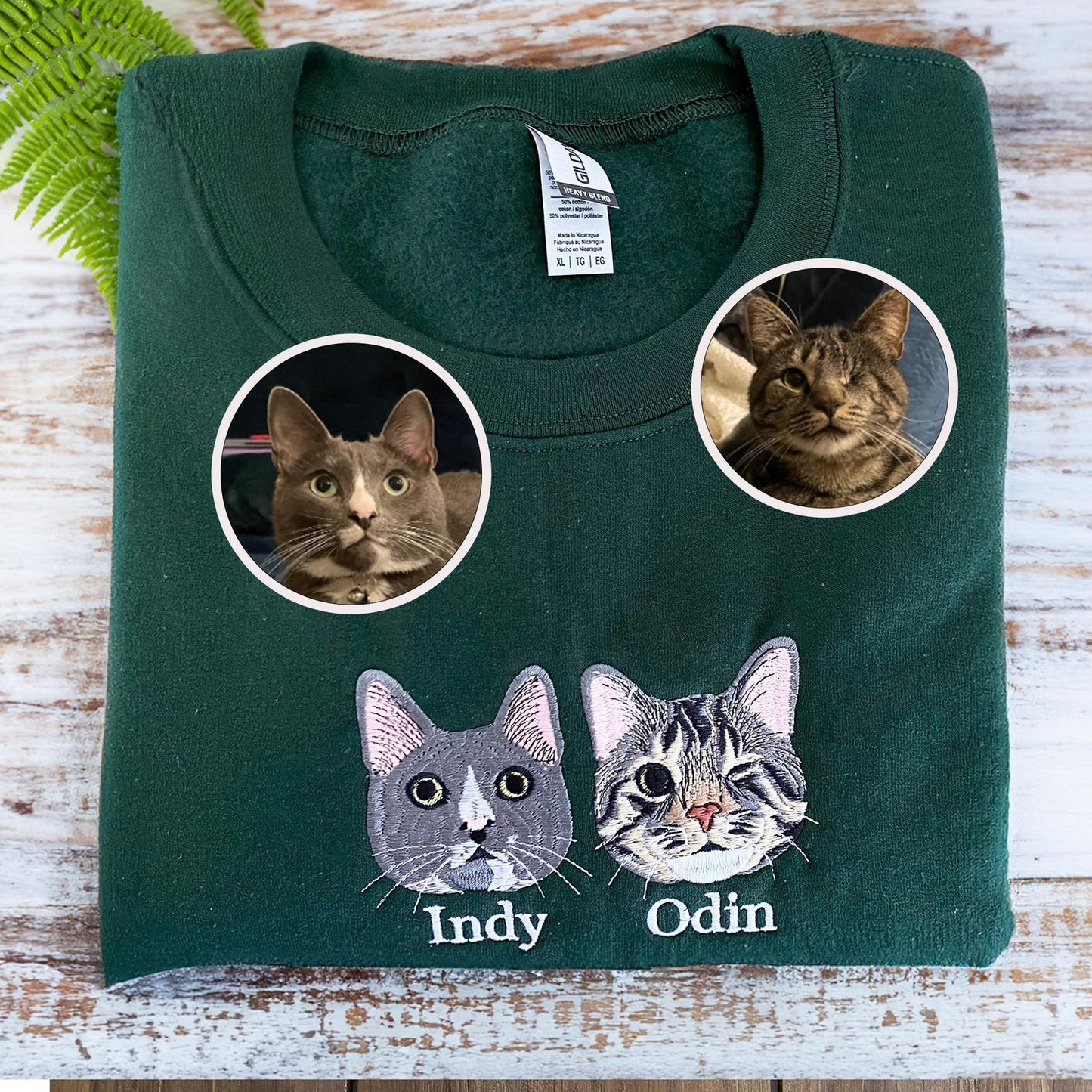 Custom Embroidered Cat Sweatshirt | Personalized Cat Sweatshirt For Human Using Cat Photo | Cat Portrait Shirt | Cat Mom Shirt |Gift for Mom