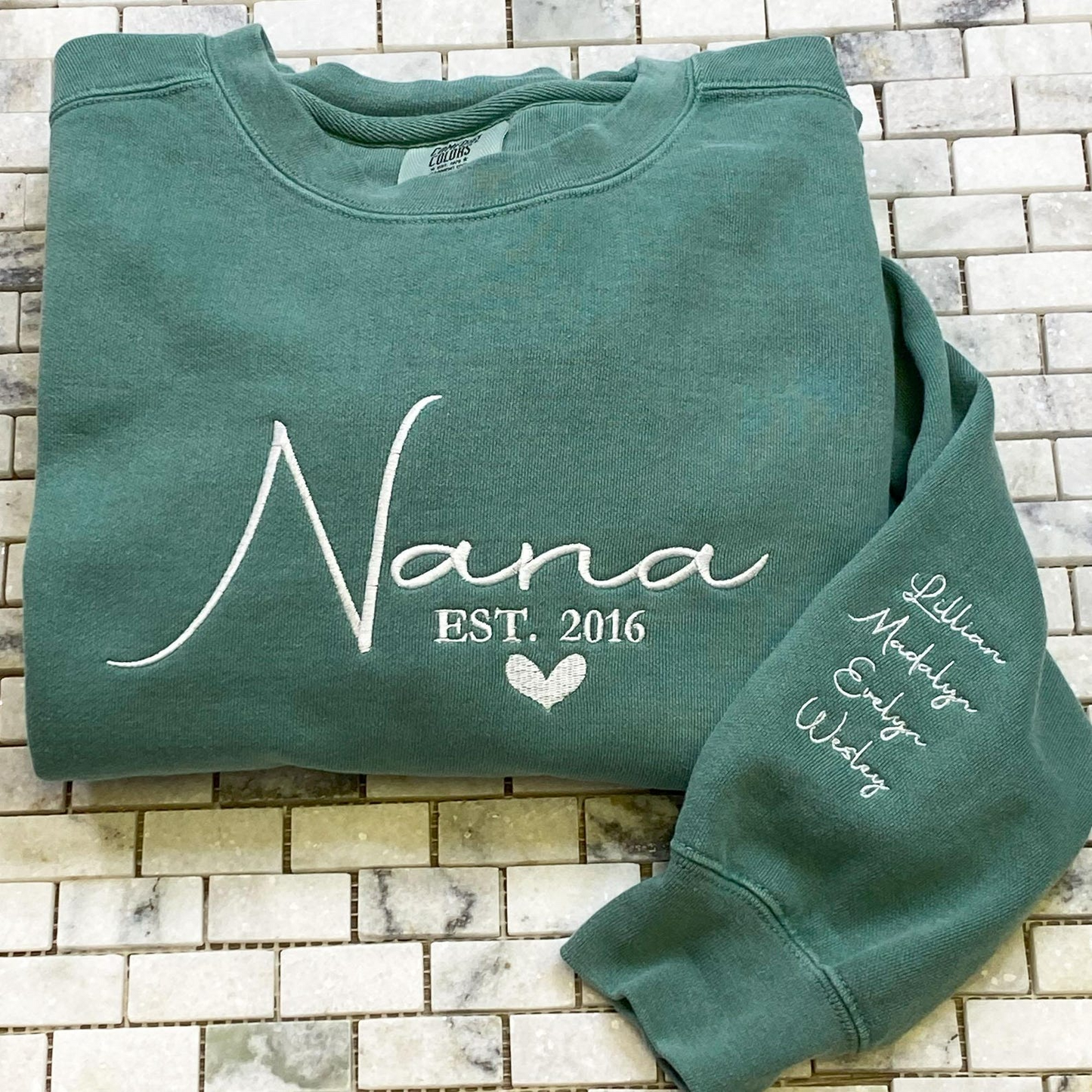 Grandma Sweatshirt, Custom Embroidered Nana Sweatshirt with Grandkid Name