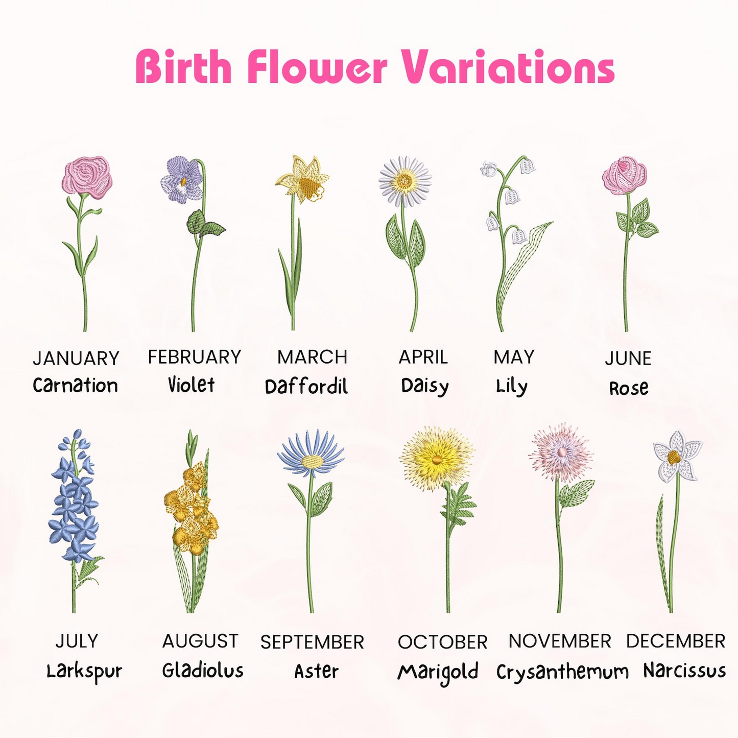 Custom Embroidered Birth Month Birth Flower Sweatshirt, Embroidered Birth Flower Crewneck, Birth Month Flower Hoodie, Custom Gift for Mama