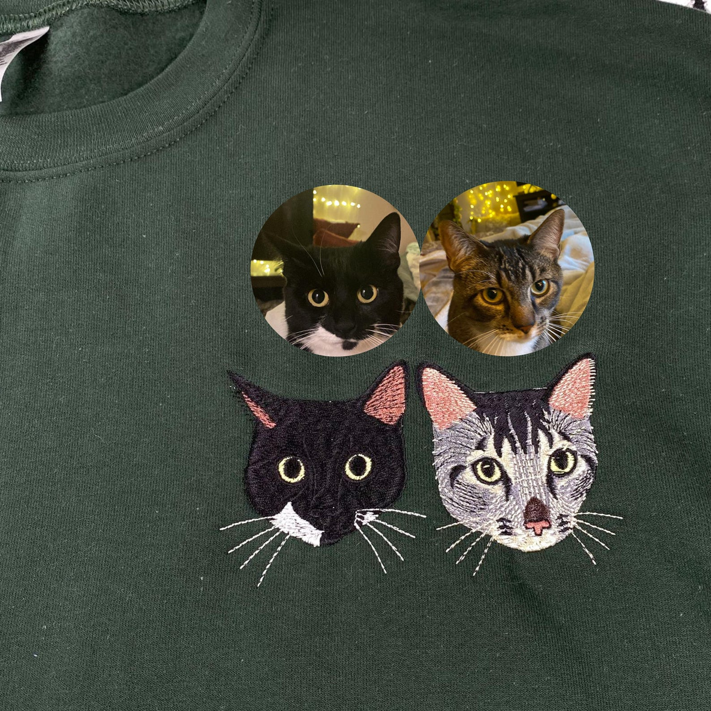 Custom Embroidered Cat Sweatshirt | Personalized Cat Sweatshirt For Human Using Cat Photo | Cat Portrait Shirt | Cat Mom Shirt |Gift for Mom