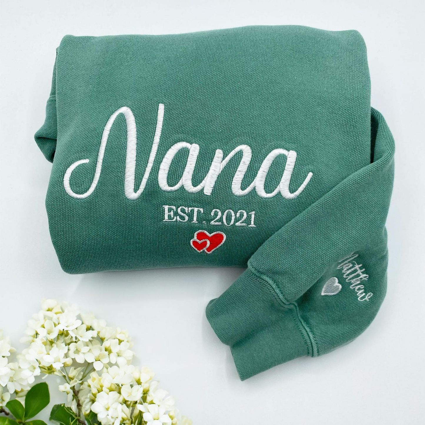 Grandma Sweatshirt, Custom Embroidered Nana Sweatshirt with Grandkid Name
