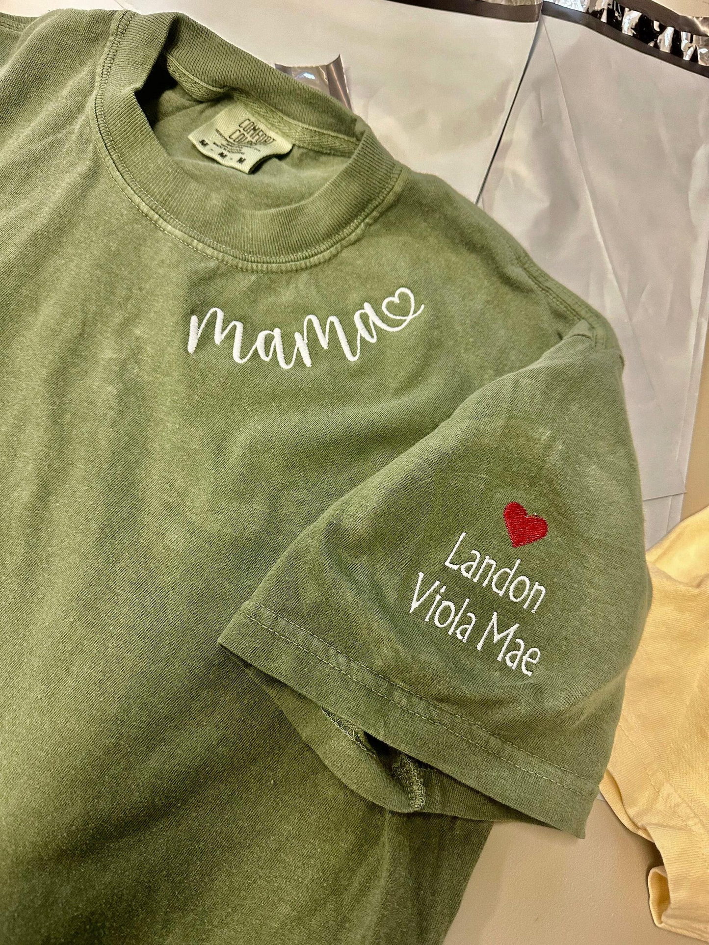 Embroidered Mama shirt, Kids names on the sleeve, Custom Mom Shirt, Personalized Mom Tee With Names, Mothers Day Gifts