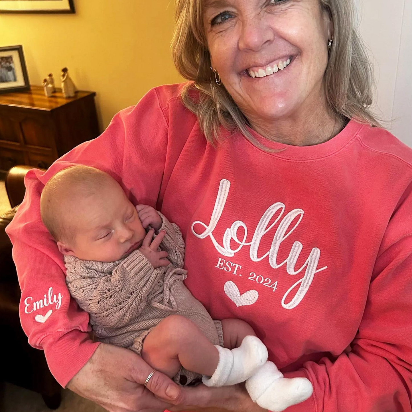 Grandma Sweatshirt, Custom Embroidered Nana Sweatshirt with Grandkid Name