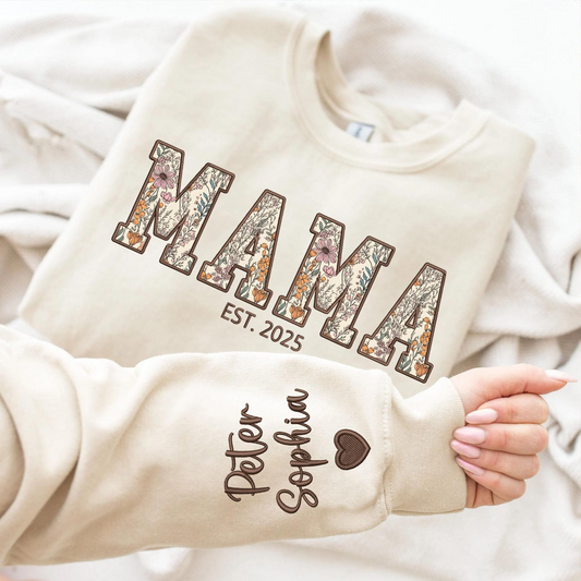 Custom Embroidered Mama Sweatshirt, Mama Floral Applique Sweatshirt, Gifts For New Mom, Mother's Day Gifts, Mama Hoodies