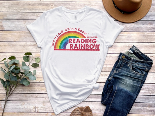 Reading Rainbow Shirt, Retro Librarian Shirt, Teacher Appreciation Shirt, Retro Comfort Rainbow School Shirt, Book Lover Gift