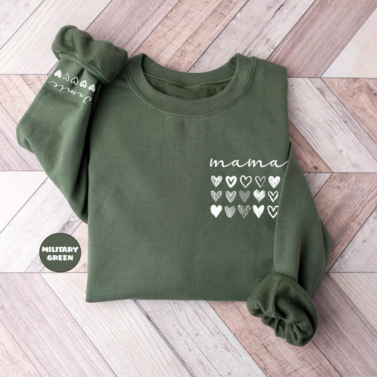 Personalized Mama Sweatshirt, Custom Mom Hoodie With Names On Sleeve, Pregnancy Announcement Momma Outfit, New Mommy Clothing, Birthday Gift