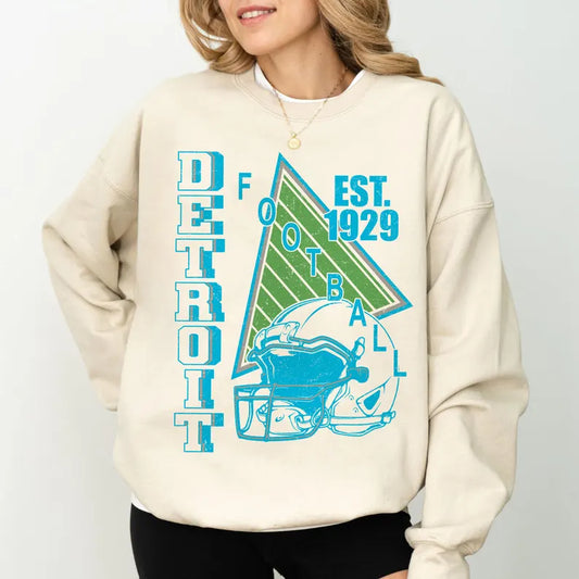 Detroit Vintage Style Football Sweatshirt, Detroit Football Crewneck, Detroit Football T-shirt, Detroit Fan Gifts Tee