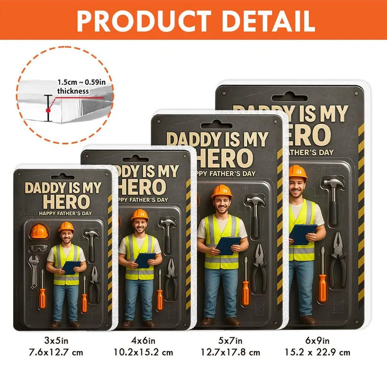 Hockey Dad Gift – Personalized Father's Day Acrylic Block, Custom Trading Card with Family Jersey Names and Numbers, Team Dad Keepsake