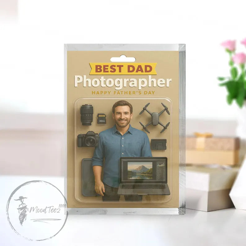 Best Dad Photographer Gift – Custom Father's Day Acrylic Block for Camera Lover Dad, Unique Gift Idea for Photographer Father