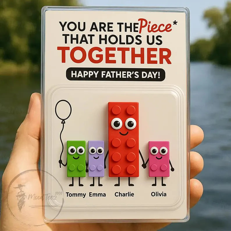 Dad And Kids Puzzle Personalized Toy Box Acrylic Block, Father's Day gift for Dad, Gift for Dad, Personalized Father's Day Gift for Husband