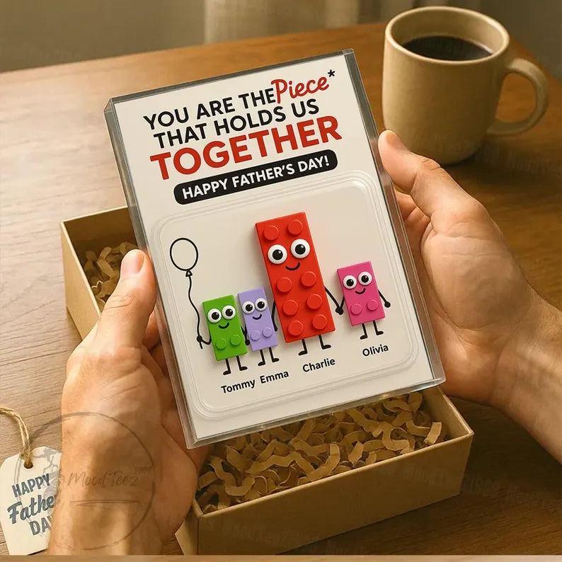 Dad And Kids Puzzle Personalized Toy Box Acrylic Block, Father's Day gift for Dad, Gift for Dad, Personalized Father's Day Gift for Husband