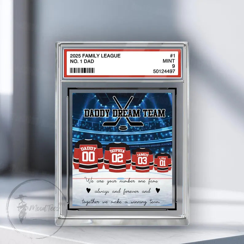 Hockey No. 1 Family Dad Personalized Trading Card Acrylic Block Plaque,Father's Day Gift For Hockey Lover,Hockey Player,Gift For Husband