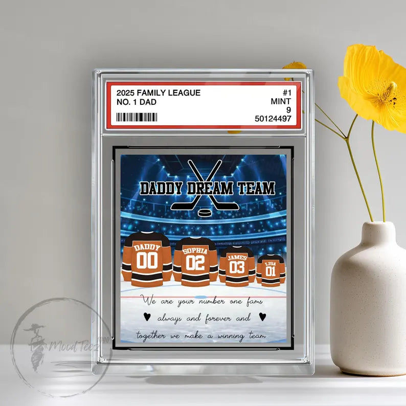Hockey No. 1 Family Dad Personalized Trading Card Acrylic Block Plaque,Father's Day Gift For Hockey Lover,Hockey Player,Gift For Husband