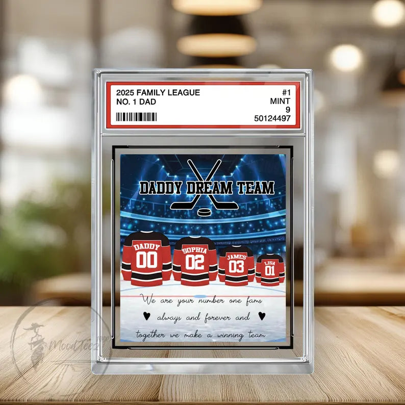 Hockey No. 1 Family Dad Personalized Trading Card Acrylic Block Plaque,Father's Day Gift For Hockey Lover,Hockey Player,Gift For Husband