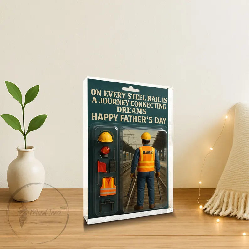 Custom Railway Worker Action Figure Acrylic Block For Dad,A Thoughtful Father’s Day Honoring His Hard Work And Tracks That Connect Dreams 01