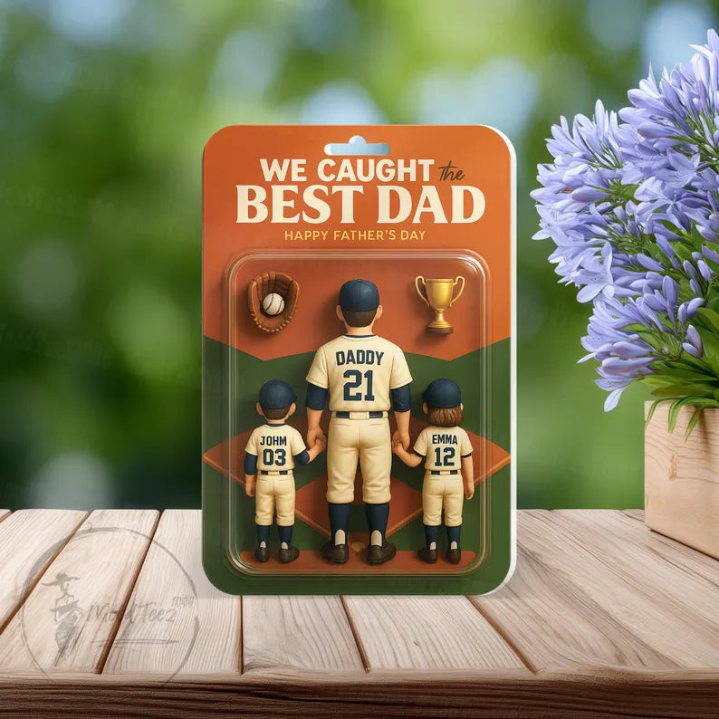 We Caught the Best Dad Baseball Acrylic Block Plaque Custom Figure Personalized, Personalized Father's Day Gift for Dad, Gifts for Husband