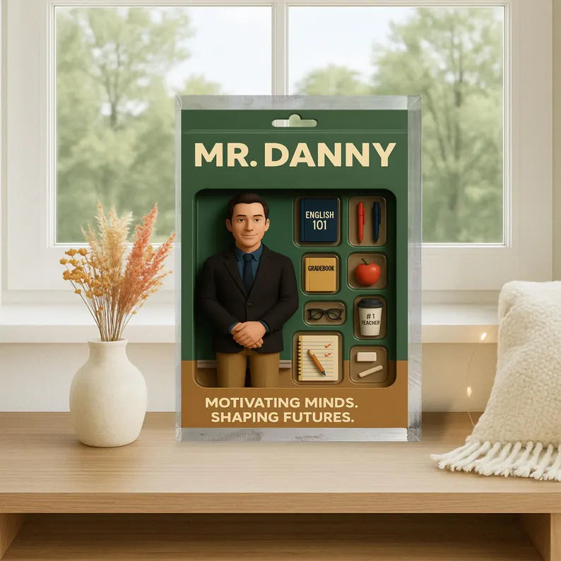 Personalized Teacher Gift for Men – Custom Acrylic Block with Name – Motivating Minds Shaping Futures Figurine – Unique Classroom Keepsake