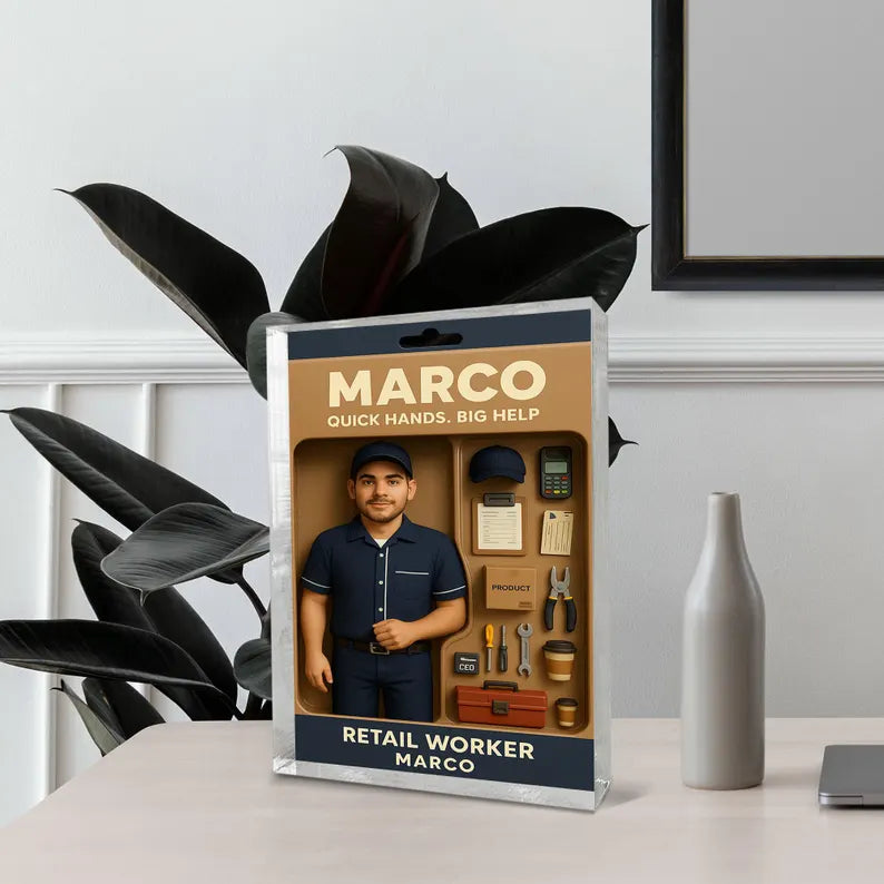Personalized Retail Worker Gift – Custom Acrylic Block Honoring Store Staff & Team Members – Appreciation Display for Frontline Heroes