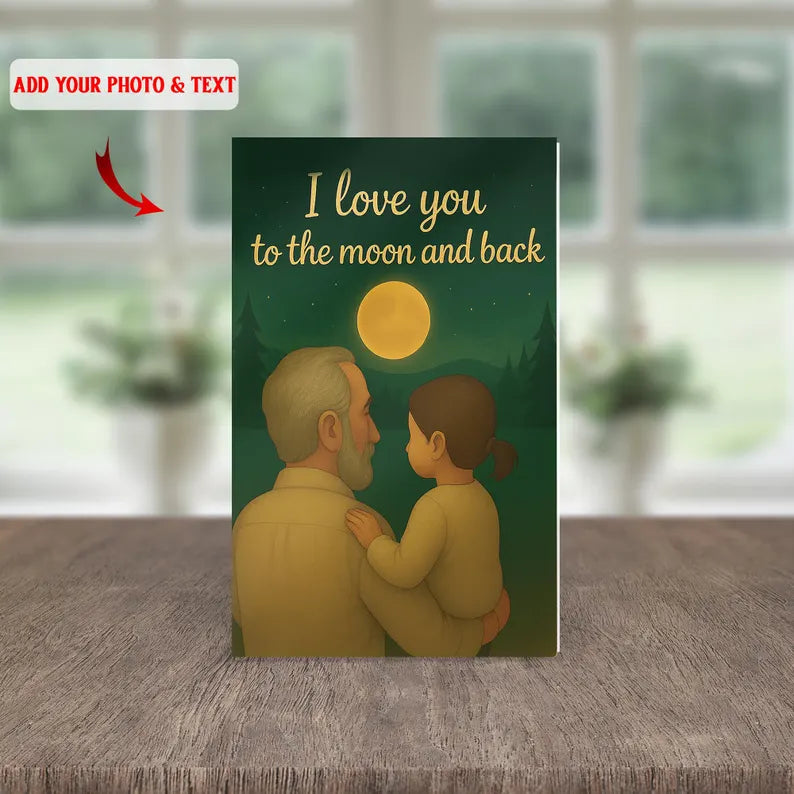 Personalized I Love You to the Moon and Back Acrylic Block – Custom Starry Night Scene with Grandpa and Child – Add Your Photo & Text