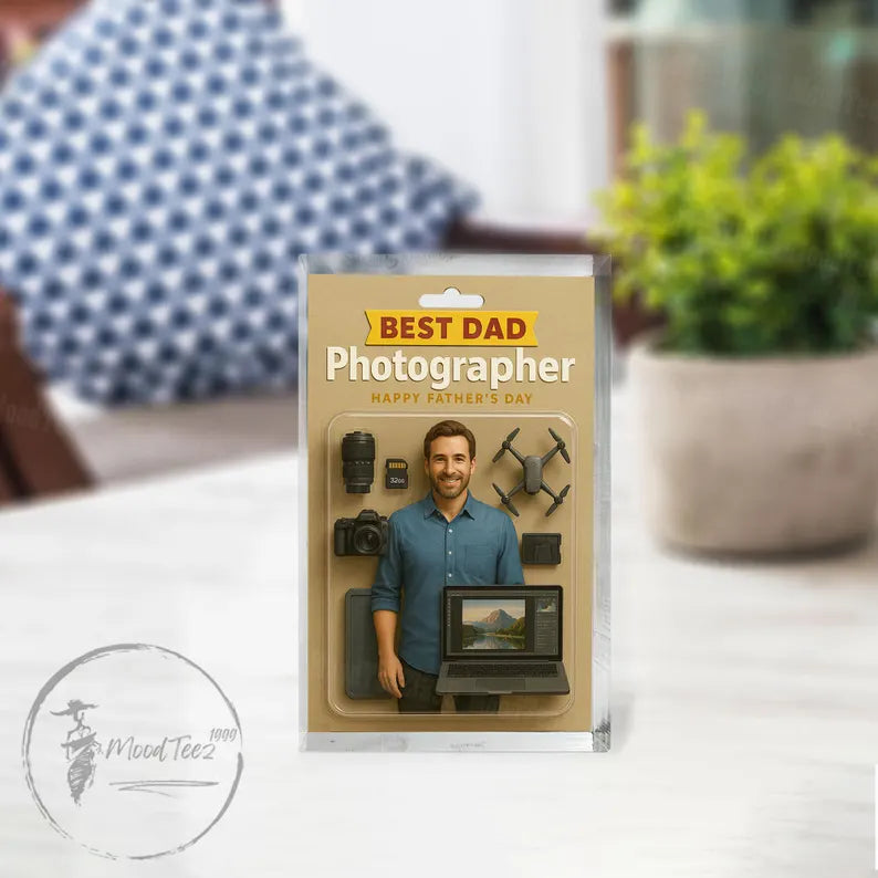 Best Dad Photographer Gift – Custom Father's Day Acrylic Block for Camera Lover Dad, Unique Gift Idea for Photographer Father