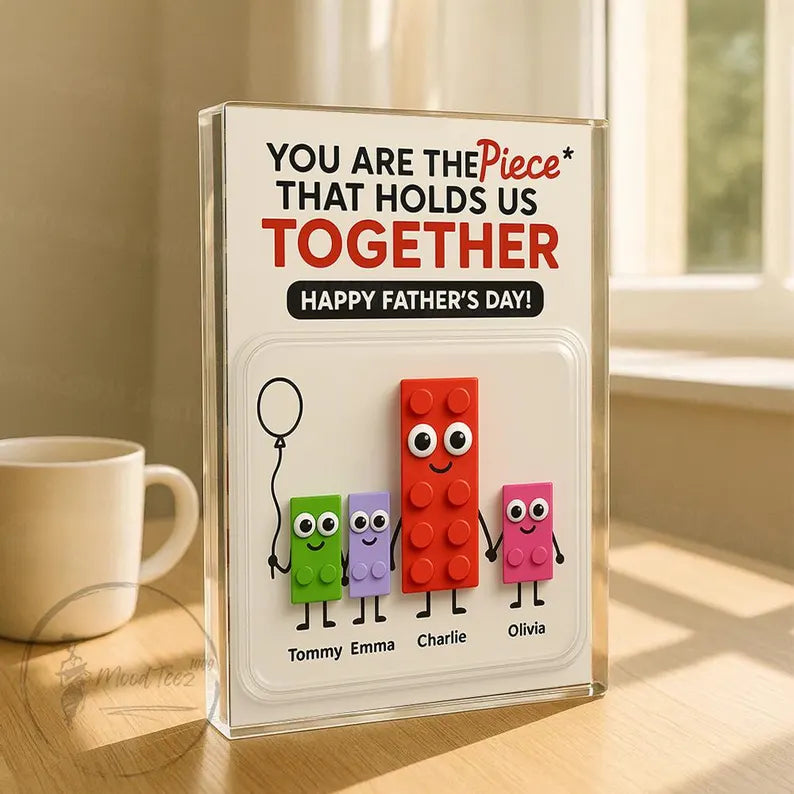 Dad And Kids Puzzle Personalized Toy Box Acrylic Block, Father's Day gift for Dad, Gift for Dad, Personalized Father's Day Gift for Husband