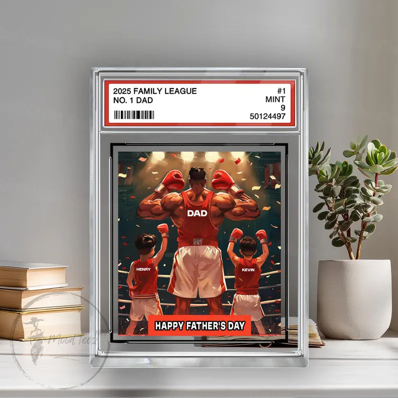 Boxing No. 1 Dad Personalized Trading Card Acrylic Block Plaque, Custom Father's Day Gift from Kid, Sport Dad Keepsake, Dad & KidS Decor