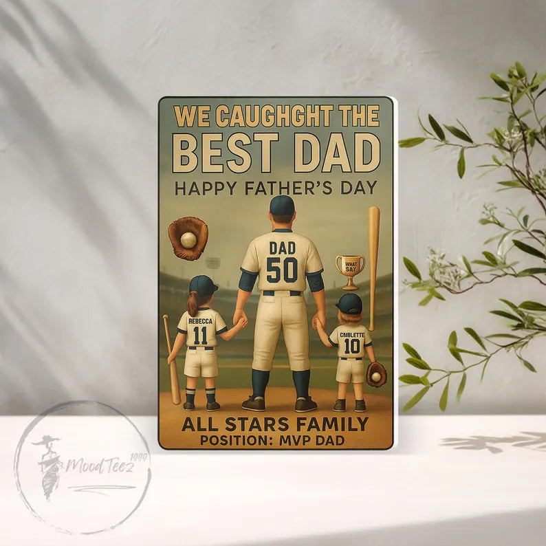 We Caught the Best Dad Baseball Acrylic Block Plaque Custom Figure Personalized, Personalized Father's Day Gift for Dad, Gifts for Husband