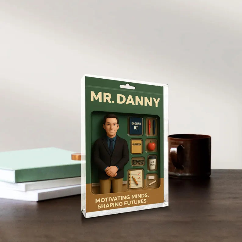 Personalized Teacher Gift for Men – Custom Acrylic Block with Name – Motivating Minds Shaping Futures Figurine – Unique Classroom Keepsake