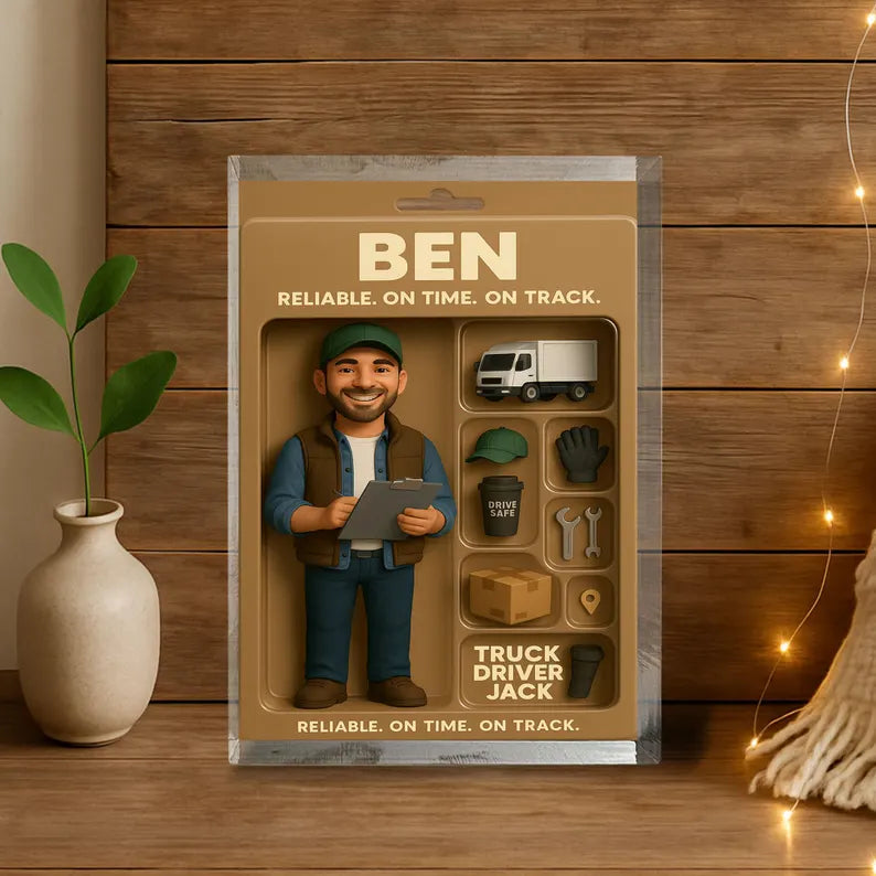 Personalized Truck Driver Gift – Custom Acrylic Block Featuring Driver & Gear – Appreciation Gift for Reliable Delivery, Logistics Workers