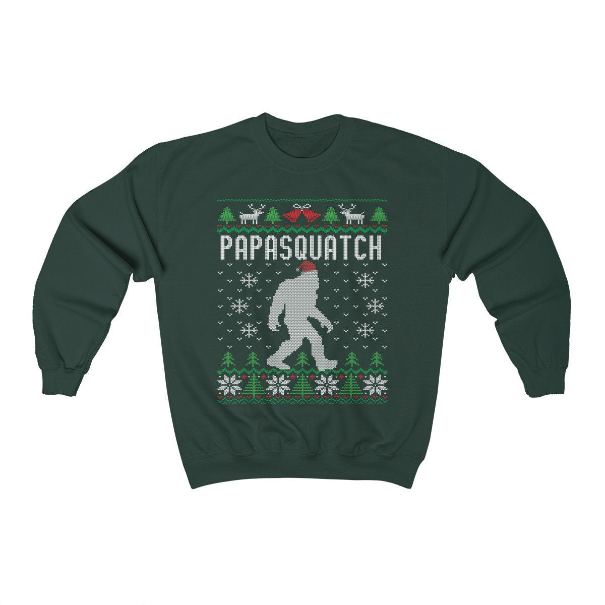 Matching Family Ugly Christmas For Dad Santa Hat Sasquatch Shirt Xmas Bigfoot Sweatshirt Unisex Heavy Blend Crewneck Sw
