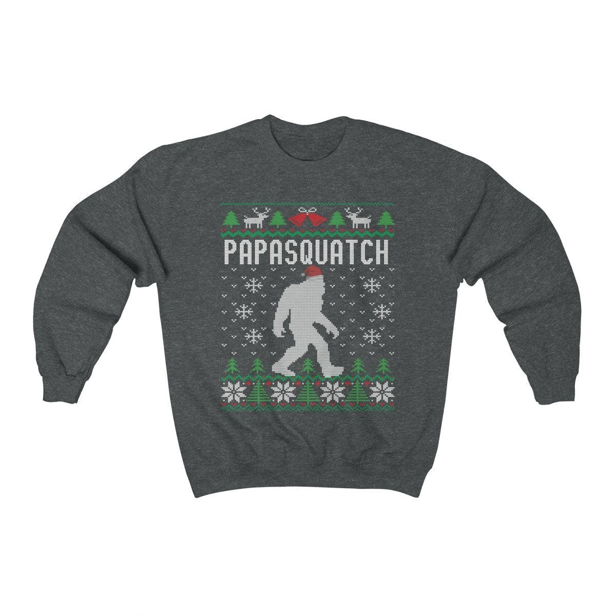 Matching Family Ugly Christmas For Dad Santa Hat Sasquatch Shirt Xmas Bigfoot Sweatshirt Unisex Heavy Blend Crewneck Sw