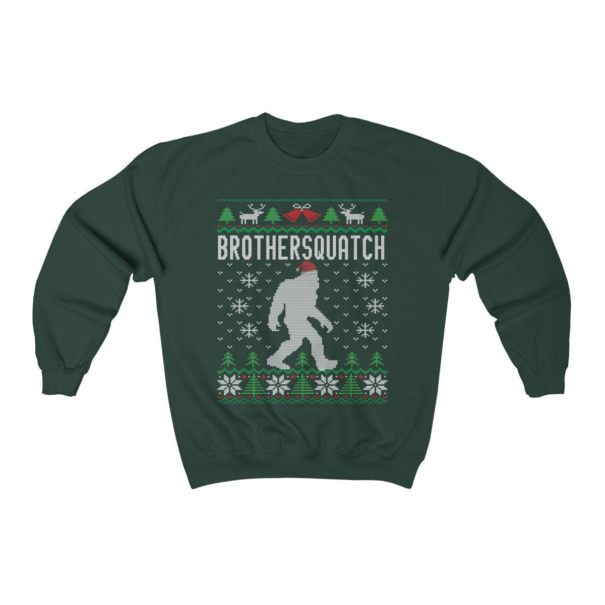 Matching Family Ugly Christmas For Brother Santa Hat Sasquatch Shirt Xmas Bigfoot Sweatshirt Unisex Heavy Blend Crewnec