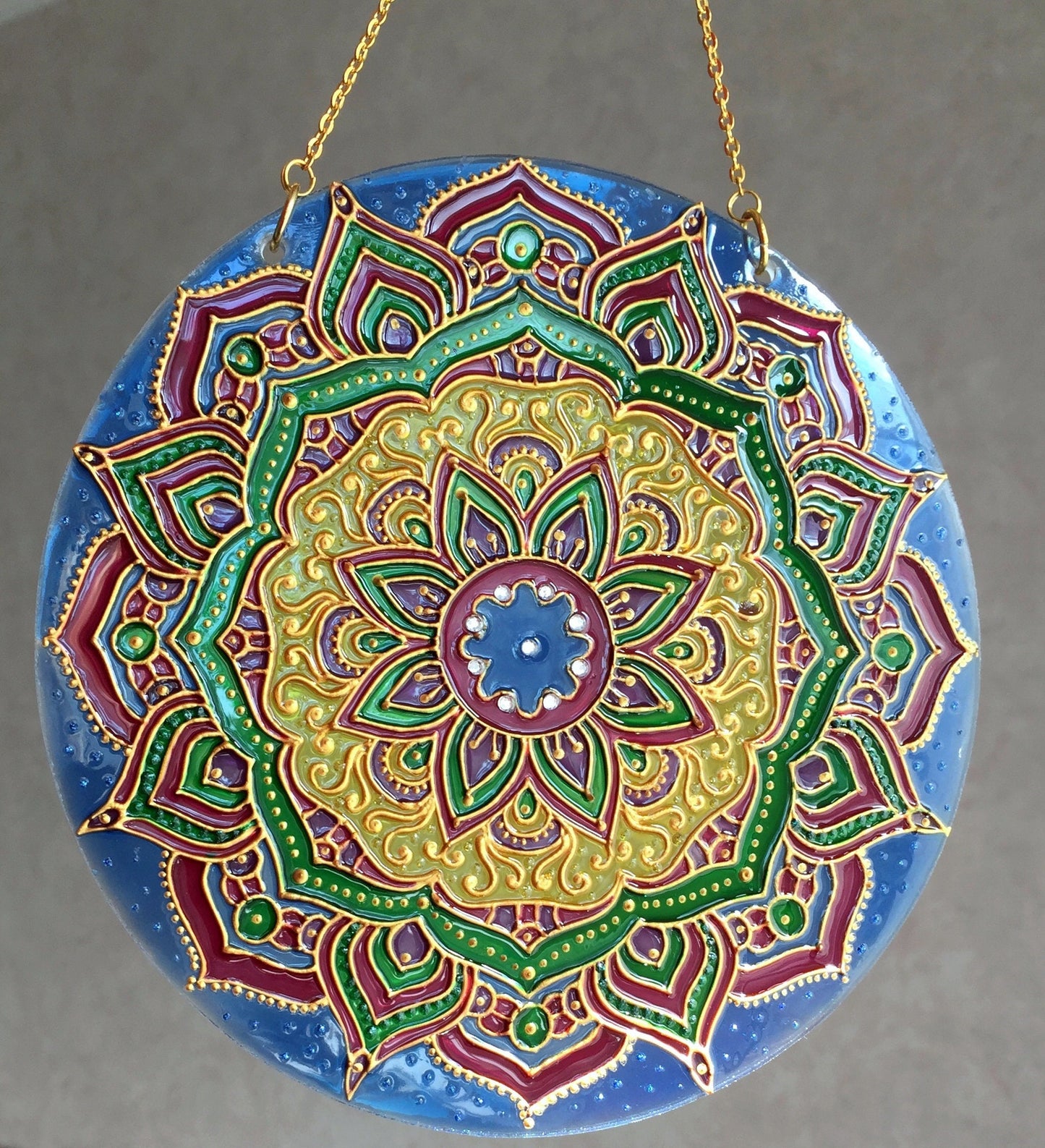 Indie Sacred geometry art Mandala Meditation Stained Glass room decor Hanging Sun catcher for Window