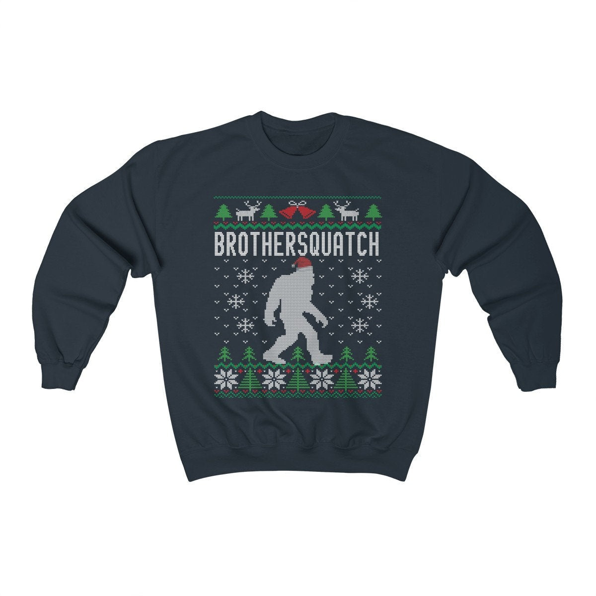 Matching Family Ugly Christmas For Brother Santa Hat Sasquatch Shirt Xmas Bigfoot Sweatshirt Unisex Heavy Blend Crewnec