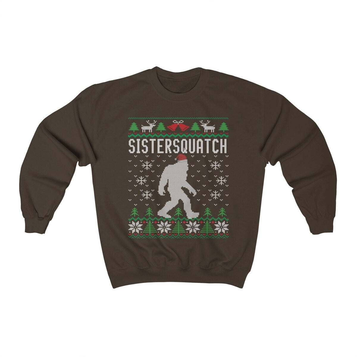 Matching Family Ugly Christmas For Sister Santa Hat Sasquatch Shirt Xmas Bigfoot Sweatshirt Unisex Heavy Blend Crewneck