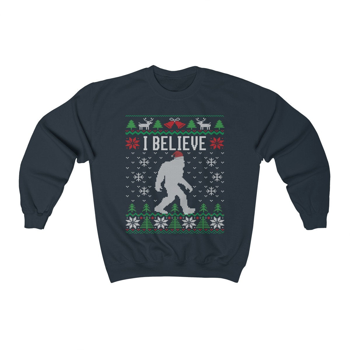 Funny Ugly Christmas Sweatshirt For Paranormal Believer Santa Hat Sasquatch Shirt Bigfoot Sweatshirt Xmas Gift Present Unisex H