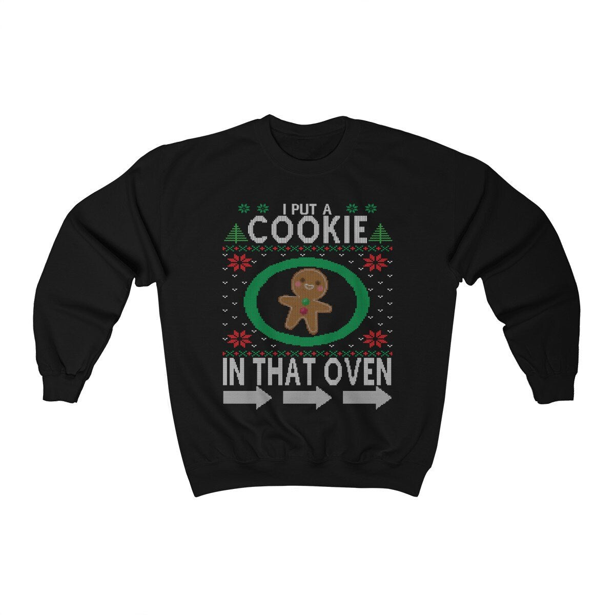 Funny Pregnancy Announcement Ugly Christmas Matching Couple Shirt Expecting Dad To Be I Put A Cookie In That Oven