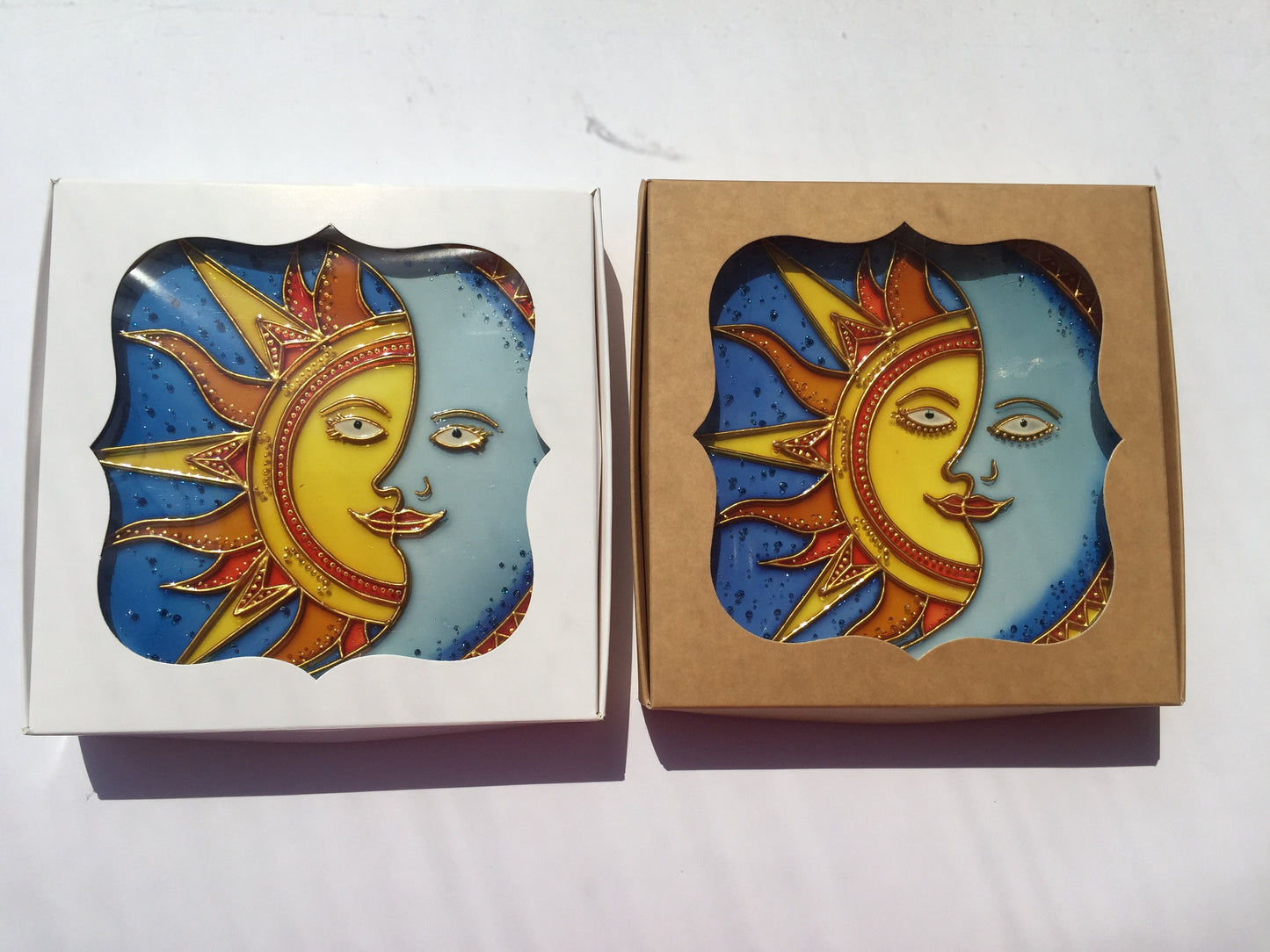 Blue cobalt Window Suncatcher Celestial Sun Moon decor Hanging Suncatcher Housewarming gift