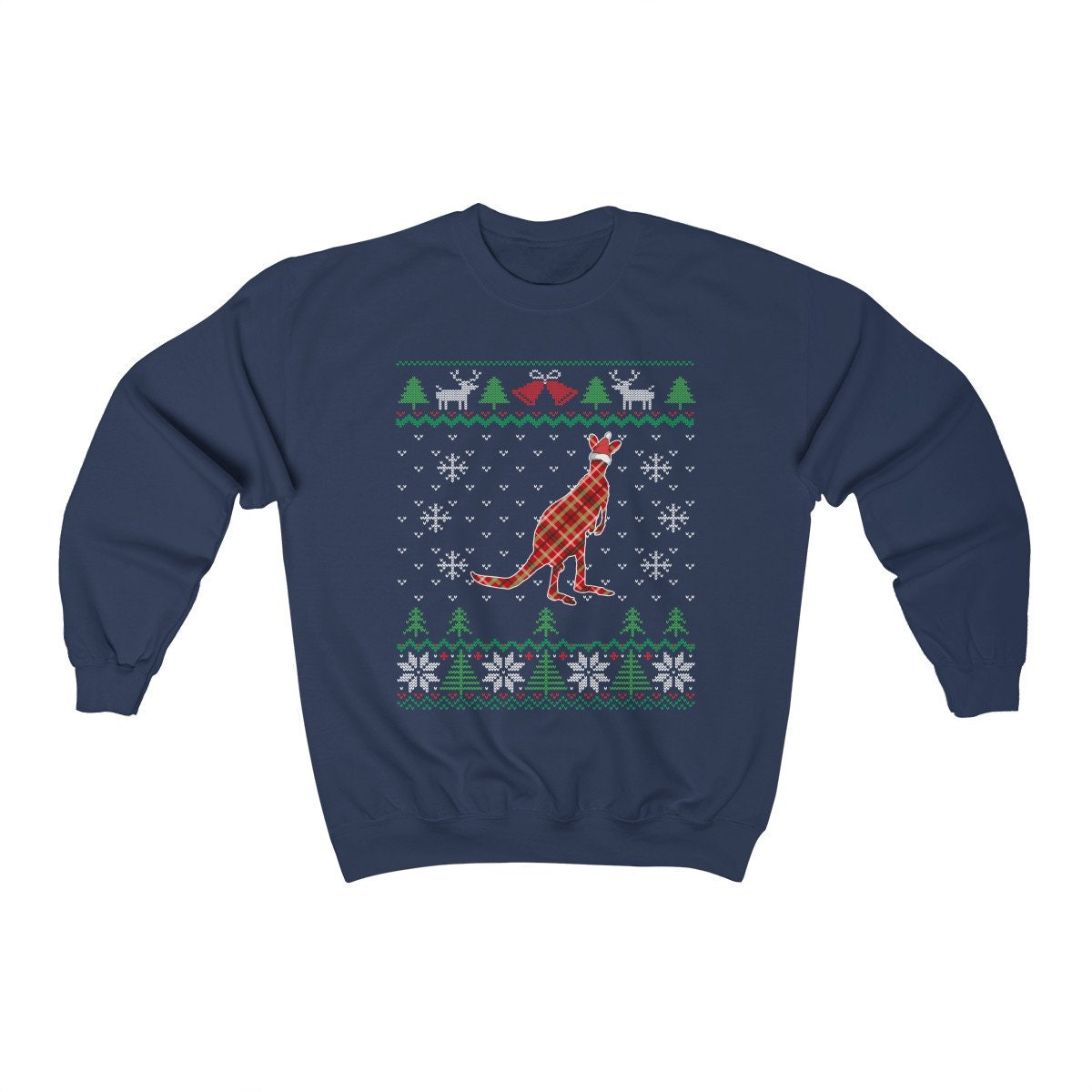 Plaid Kangaroo Santa Claus Ugly Christmas Sweatshirt, Australian Kangaroo Shirt, Australia Outback Wildlife Lover Gift Unisex Sweatshirt