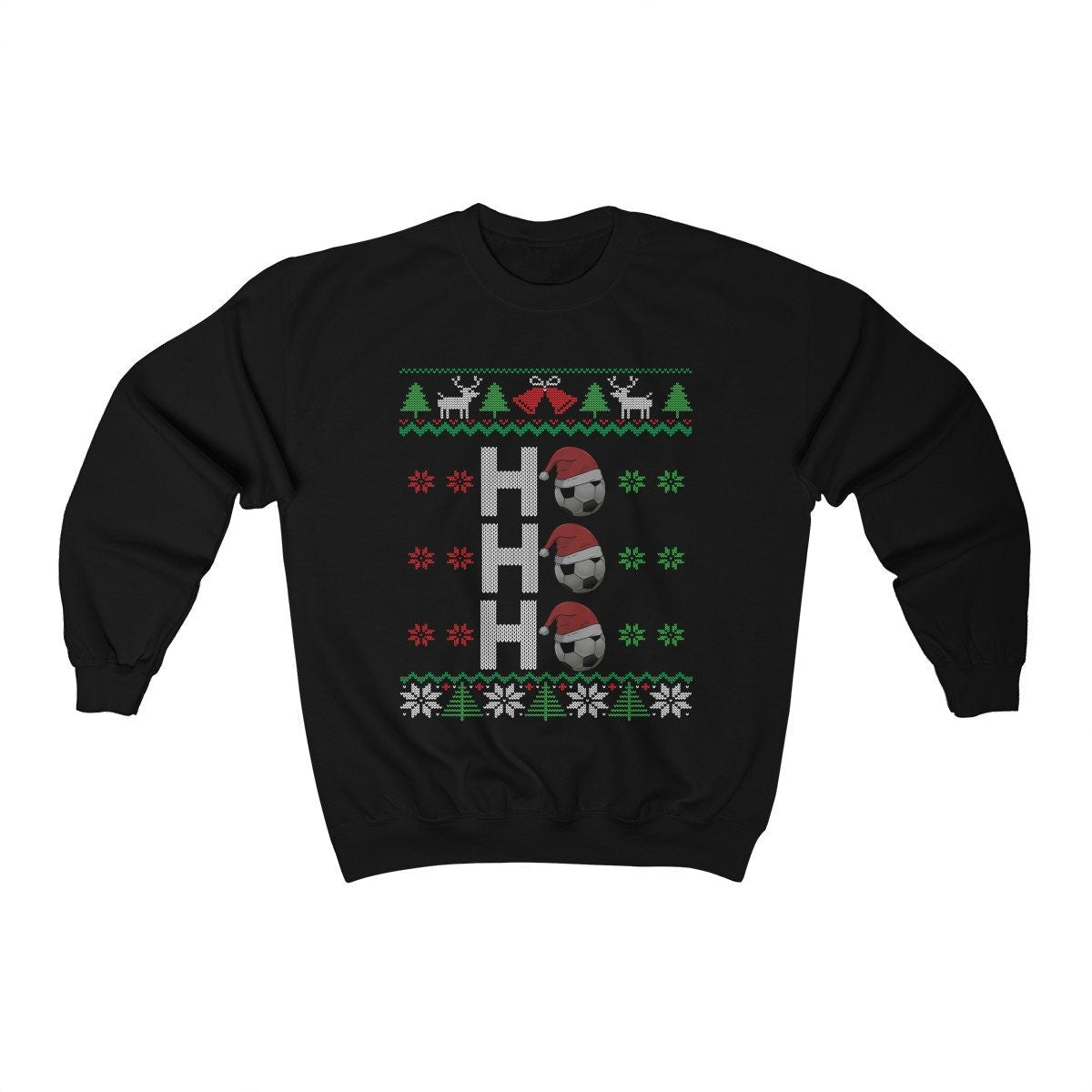 HO HO HO Soccer Ball Santa Hat Ugly Christmas Sweatshirt | Funny Soccer Fan Shirt | Soccer Player Gift | Matching Soccer Team Coach