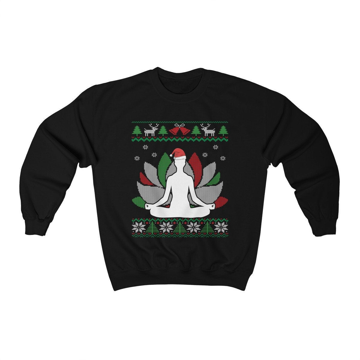 Yoga Ugly Christmas Sweatshirt | Yoga Girl Shirt | Yoga Instructor Gift | Yoga Mom | Lotus Pose Santa | Funny Yoga Lover Holiday Shirt