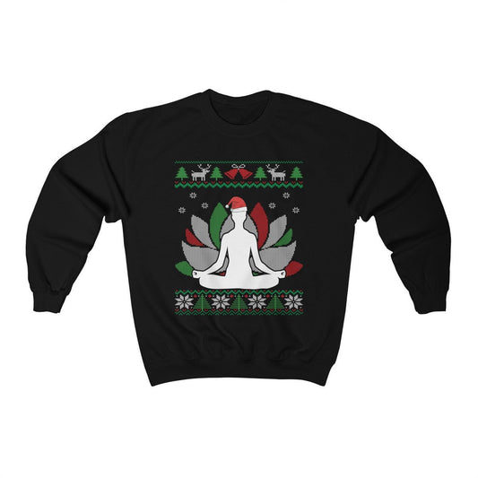 Yoga Ugly Christmas Sweatshirt | Yoga Girl Shirt | Yoga Instructor Gift | Yoga Mom | Lotus Pose Santa | Funny Yoga Lover Holiday Shirt