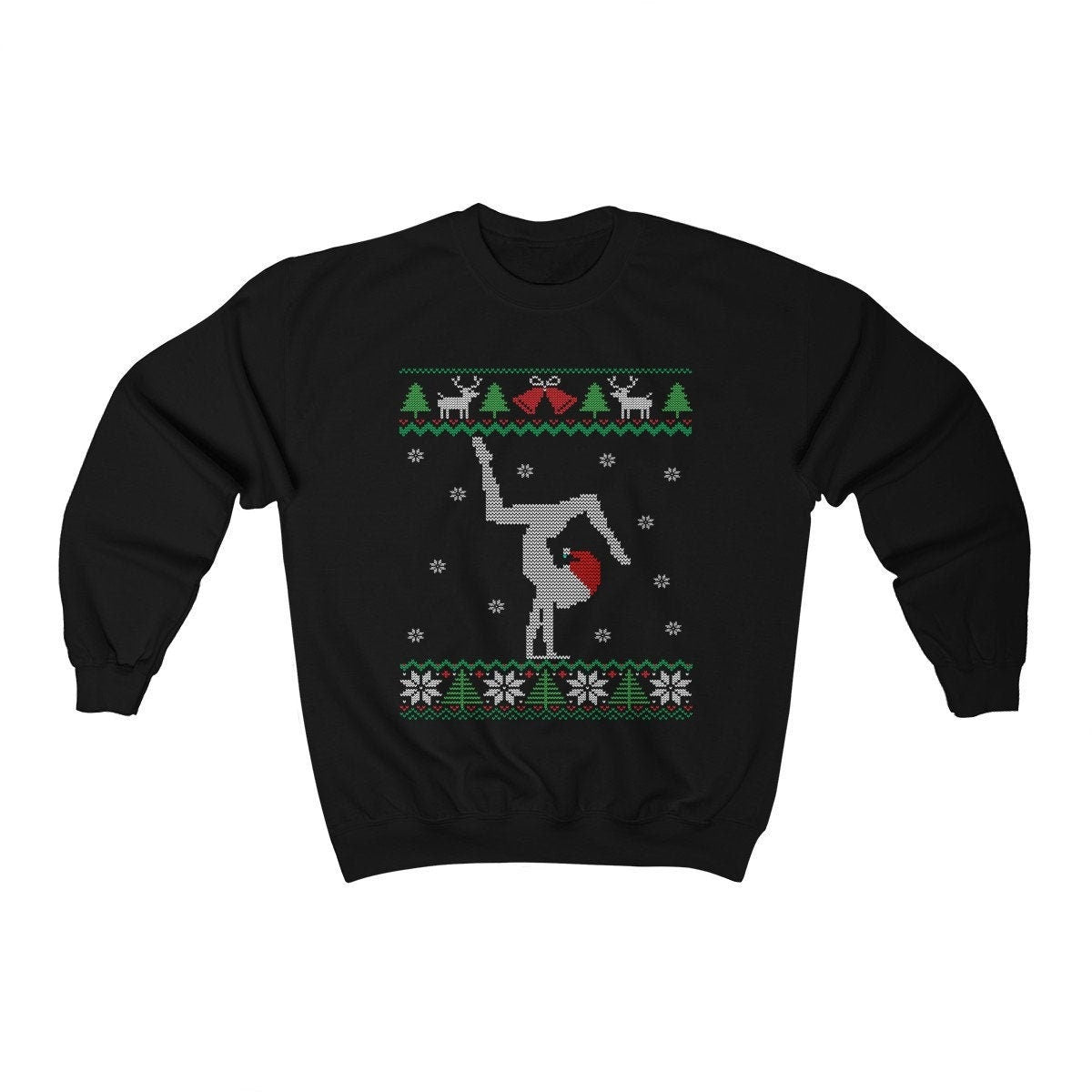 Hand Stand Gymnast Santa Hat Ugly Christmas Sweatshirt | Funny Gymnastics Girl Mom Shirt | Tumbling Gift | Gymnastics Team & Coach