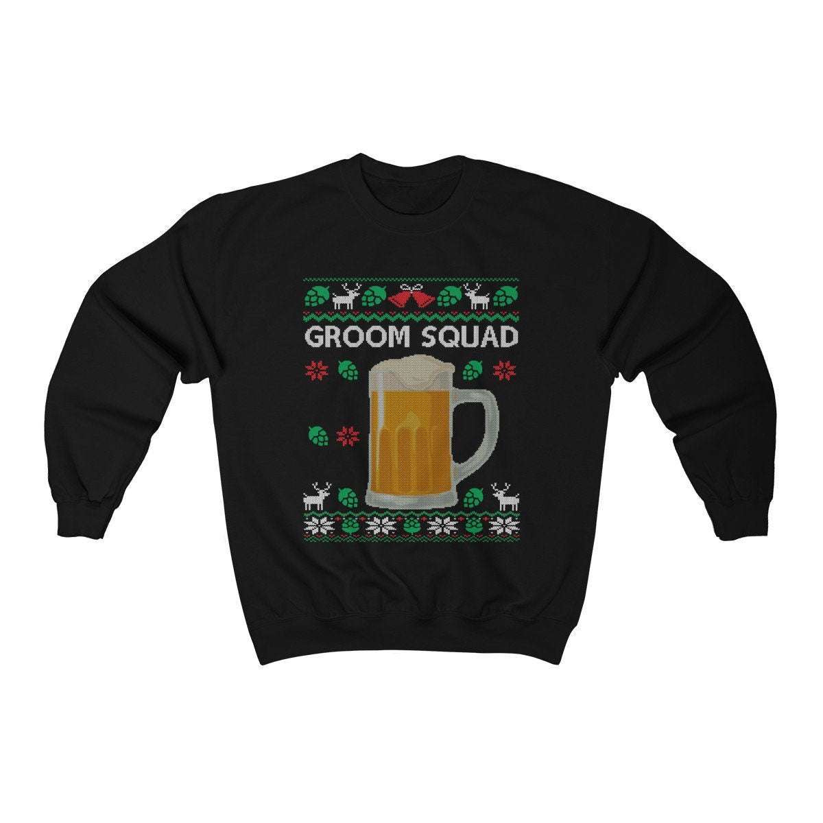 Groom Squad Ugly Christmas Sweatshirt | Funny Holiday Bachelor Party Shirt | Beer Themed Grooms Men Best Man Engagement & Wedding Party Gift