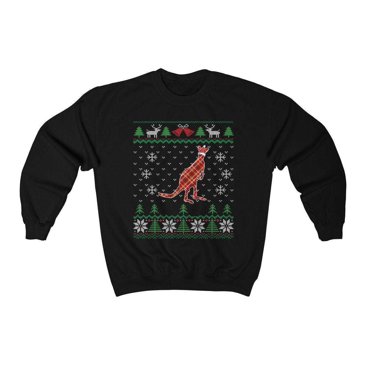 Plaid Kangaroo Santa Claus Ugly Christmas Sweatshirt, Australian Kangaroo Shirt, Australia Outback Wildlife Lover Gift Unisex Sweatshirt