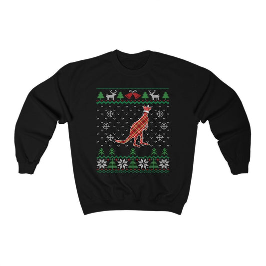 Plaid Kangaroo Santa Claus Ugly Christmas Sweatshirt, Australian Kangaroo Shirt, Australia Outback Wildlife Lover Gift Unisex Sweatshirt