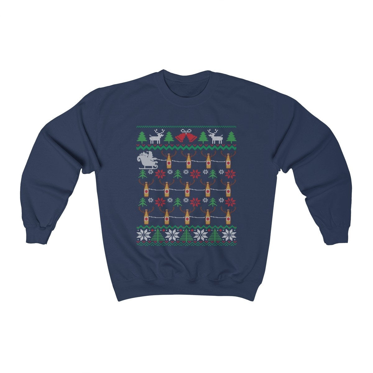Beer Reindeer Pulling Santa Sleigh | Funny Beer Drinker Ugly Christmas Sweatshirt | Craft Beer Lover Gift | Christmas Brewing Shirt