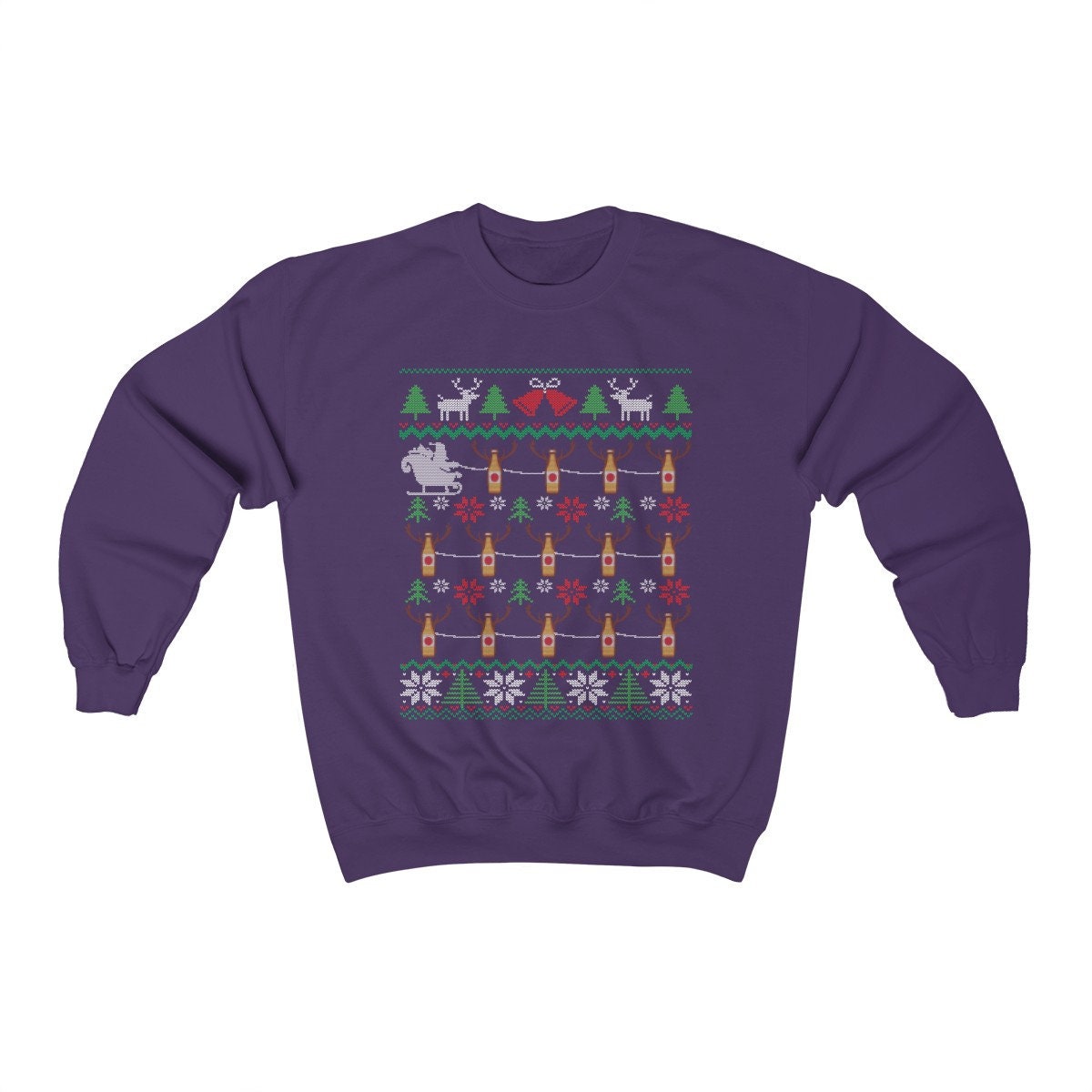 Beer Reindeer Pulling Santa Sleigh | Funny Beer Drinker Ugly Christmas Sweatshirt | Craft Beer Lover Gift | Christmas Brewing Shirt