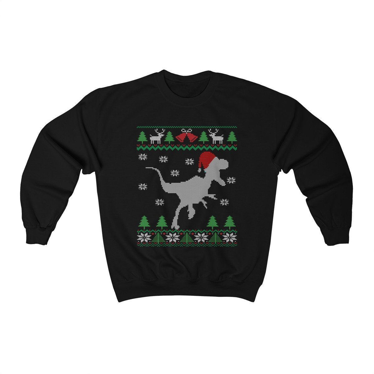 Raptor Santa Hat Ugly Christmas Sweatshirt | Funny Dinosaur Xmas Holiday Design | Dino Lover Gift | Christmas Velociraptor Shirt